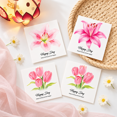Set 20 thẻ/thiệp giấy happy hoa ly mix hoa tuylip (happy day) kt 7x9cm.