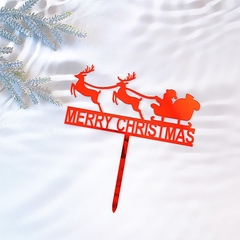 Set 10 Mica merry christmas xe kéo tuần lộc-đỏ (noel)..