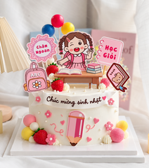 Combo 2 set giấy - Bé GÁI đến trường (màu hồng) (20-11).