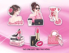 10 set giấy CT - cô gái-túi và thỏi son hồng.