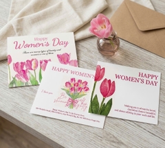set 54 thẻ chữ nhật Happy women's day hoa tuylip (mix 3 mẫu) (9x11cm).