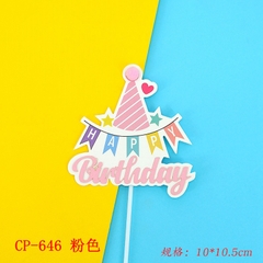 CAM-Cây cắm HPBD hình mũ -hồng.C22