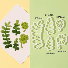 Set khuôn nhấn 5 chi tiết cây cỏ (lá thanh hương và cỏ may mắn).