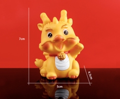 Tượng nhựa rồng vàng-cổ đeo chuông.