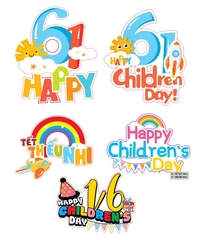 Set 10 cây cắm giấy Happy childrens day (1-6).