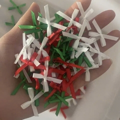Túi 100 nơ vải nhỏ -MÀU XANH LÁ, ĐỎ, TRẮNG.
