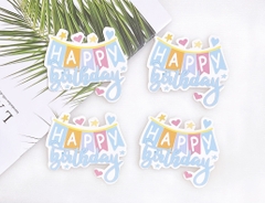 Set 8 cây cắm HPBD giấy gắn tim sao nhỏ -XANH.