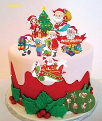 10 set giấy noel HD-MẪU 4 (em bé và ông già noel lái máy bay).