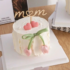 Nơ lụa hoa tuylip (kích thước to -45cm)-HỒNG ĐẬM.