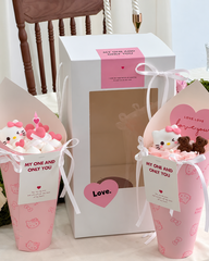 set 10 hộp ốc quế (gổm vỏ hộp, cốc 500ml, giấy cuộn, ruybang 1cm, thẻ decal + thẻ giấy cứng)-MÀU HỒNG.