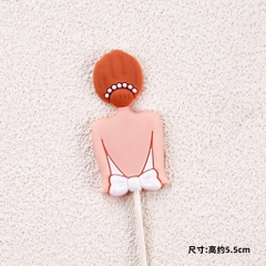 Tượng nhựa dẻo - cô gái búi tóc -màu trắng.