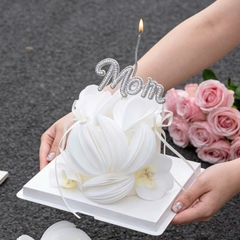 Set 5 Chữ MOM gắn hạt nhựa size to-TRẮNG (mẫu mới).