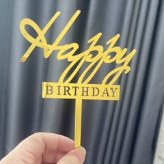 Set 10 mica HPBD chữ kiểu (chữ BIRTHAY chữ in hoa)-MÀU VÀNG.