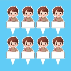 Set 50 thẻ giấy có chân cắm-bé TRAI áo nâu tóc nâu (chú ý set 50).