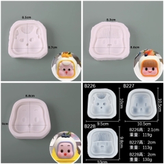 Set khuôn silicon - 3 mặt em bé kute size TO (kt khuôn 9.5cm x 10cm).