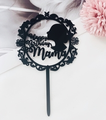 Set 10 mica HPBD MAMI hình cô gái -ĐEN.