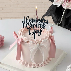 Set 10 mica Happy women's day gắn cánh bướm-ĐEN.
