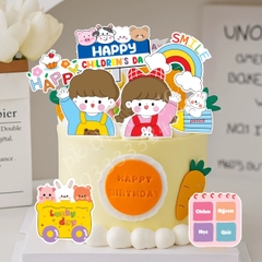 Combo 2 set giấy (1-6) - bé trai, bé gái giơ tay phát biểu.