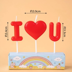 Nến I ❤️ U (vỉ)-MÀU ĐỎ (ĐỎ TRƠN).