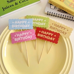 Set 50 thẻ giấy HPBD -  hinh chữ nhật viền sóng mix sắc màu (tone màu đậm).