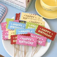 Set 50 thẻ giấy HPBD -  hinh chữ nhật viền sóng mix sắc màu (tone màu đậm).