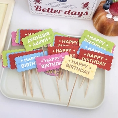 Set 50 thẻ giấy HPBD -  hinh chữ nhật viền sóng mix sắc màu (tone màu đậm).