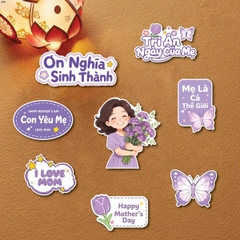 Combo 5 set giấy SX-Mẹ áo tím ôm hoa tím.
