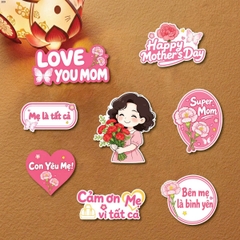 Combo 5 set giấy SX-Mẹ áo hồng ôm hoa đỏ.