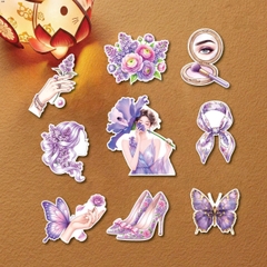 Combo 5 set giấy SX- cô gái màu tím (bông hoa che mặt).