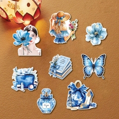 Combo 5 set giấy SX- cô gái màu xanh dương.