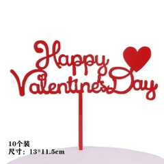 Set 10 mica Valentine gắn trái tim-ĐỎ.