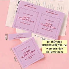 Set 50 bảng giấy vuông HAPPY WOMEN'S DAY  kt 8cmx8cm-MÀU TÍM.