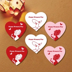 set 30 thẻ trái tim Happy women's day cô gái kt 6cm.