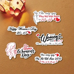 Set 25 thẻ chữ giấy Happy women's day 20-10 mix mẫu kt 10-11cm.