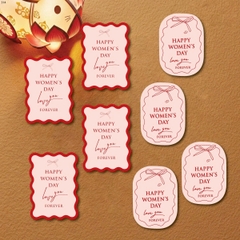 set 40 thẻ chữ nhật mix thẻ ovan Happy women's day kt 6-6.5cm.