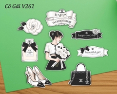 10 set giấy cô gái đen trắng -  HD 261.