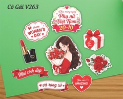 10 set giấy cô gái (màu đỏ ôm hoa + thỏi son) -  HD 263.