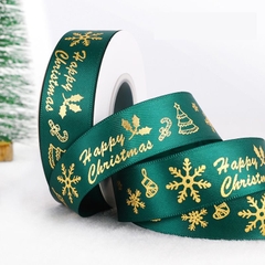 Ruybang noel-màu XANH in họa tiết màu vàng khổ to (2.5 cm x 36m).