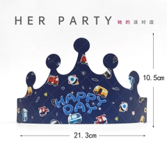 Set 10 mũ sinh nhật hình vương miện-XANH ĐẬM (phi hành gia).