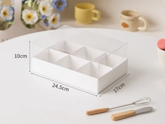 Set 10 hộp cupcake thấp đế giấy gấp 17x24.5x10cm - 6 ngăn.