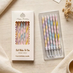 Vỉ 6 cây nến xoắn mẫu mới (mix nhiều mẫu trong 1 cây nến).