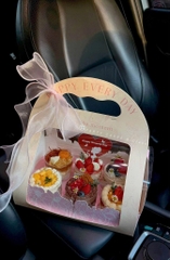 Set 5 hộp cupcake 6 lỗ quai xách -HỒNG.