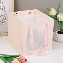 Set 10 túi giấy cửa sổ kt 20x20x20cm-MÀU HỒNG CAM.
