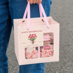 Set 10 túi giấy cửa sổ kt 20x20x20cm-MÀU HỒNG CAM.
