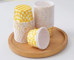 Set 50 cốc cupcake caro - VÀNG.