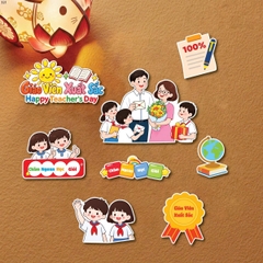 5 set giấy 20.11- thầy cô mẫu 4 (thầy cô ôm hoa và học sinh giơ tay phát biểu).