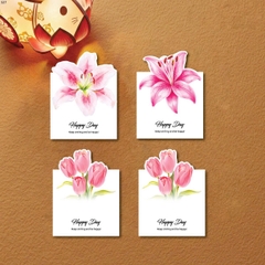 Set 20 thẻ/thiệp giấy happy hoa ly mix hoa tuylip (happy day) kt 7x9cm.