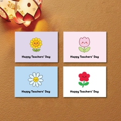Set 20 thẻ/thiệp giấy 20.11- bông hoa (vàng-hồng-trắng-đỏ mix) kt 5x7cm.