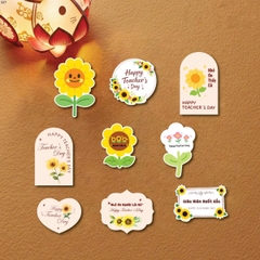 Combo 5 Set giấy 20.11 - mix 9 chi tiết (hoa hướng dương + bảng chữ).