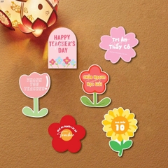 Combo 5 Set giấy 20.11 - mix 6 chi tiết (5 bông hoa và bảng hồng teacher's day).